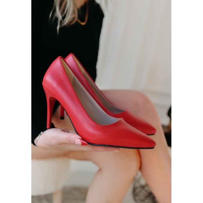 Jilya Kırmızı Cilt Stiletto Ayakkabı - Lisinya