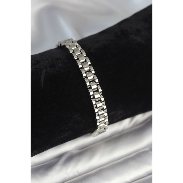 316L Çelik Gümüş Renk 7 mm Kalınlık Erkek Bileklik -