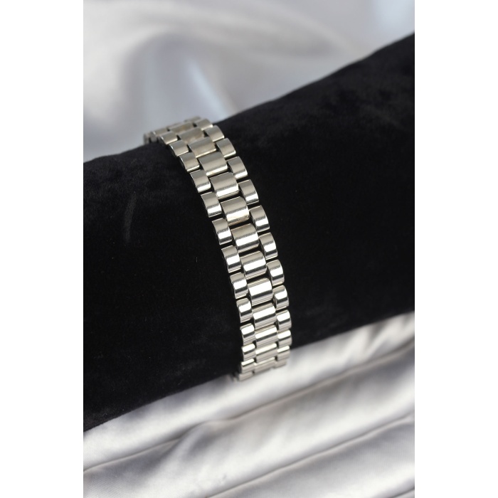 316L Çelik Gümüş Renk 12 mm Kalınlık Erkek Bileklik -