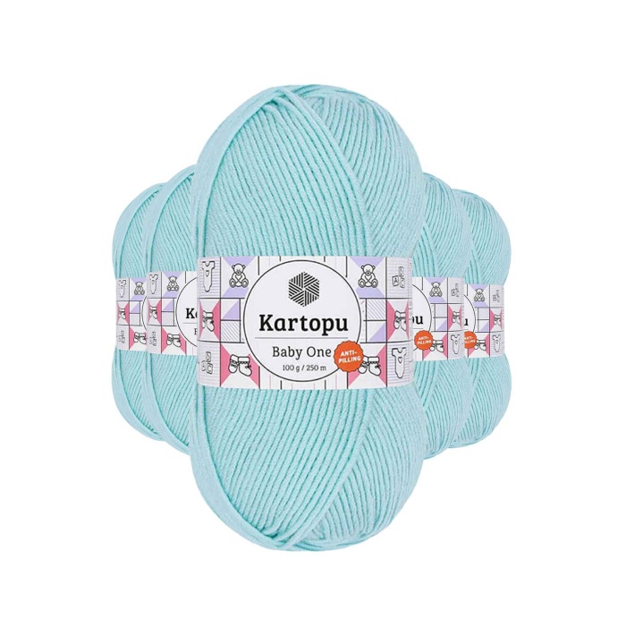 5 Adet Baby One Tüylenmeyen El Örgü İpi Yünü Bebe Mavi K578
