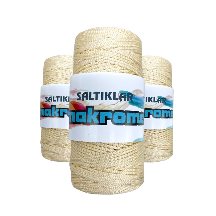 3 Adet Polyester Makrome İpi 270 Krem 100 gr