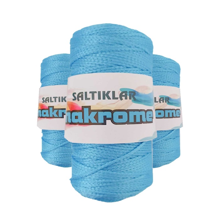 3 Adet Polyester Makrome İpi 3050 Mavi 100 gr