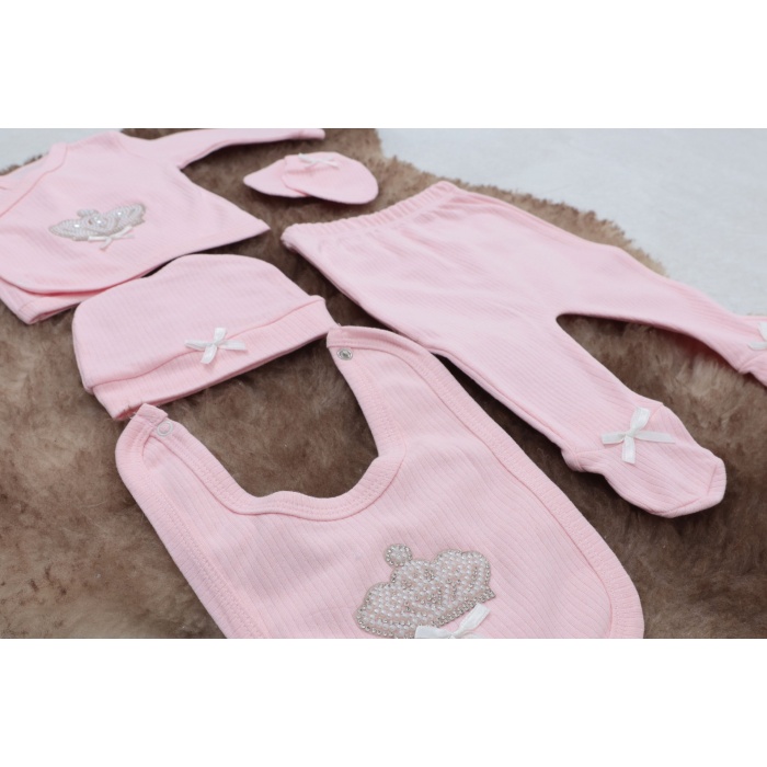 Sema Baby 5 Parça Hastane Çıkışı Zıbın Seti 0-3 Ay - Queen