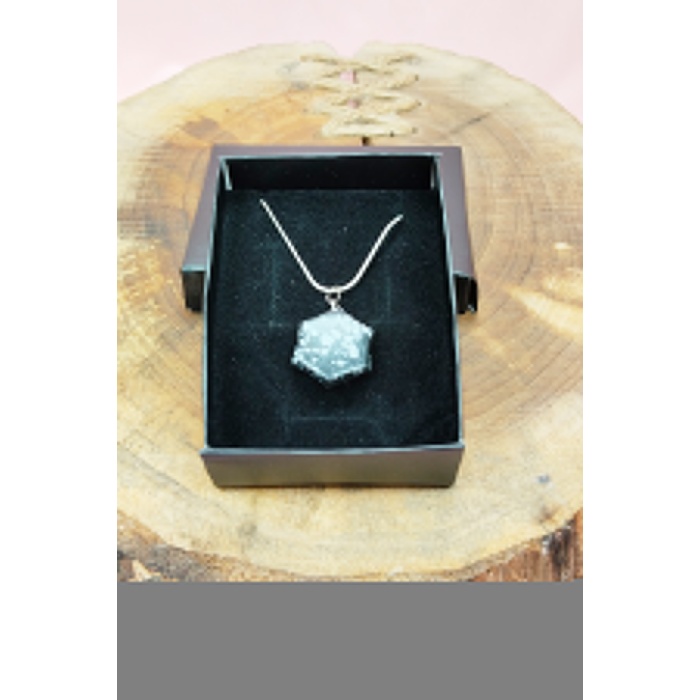 Obsidyen Doğal Taşı Zincirli El Yapımı Kolye Uç: 2 cm Zincir: 20 cm Kutulu