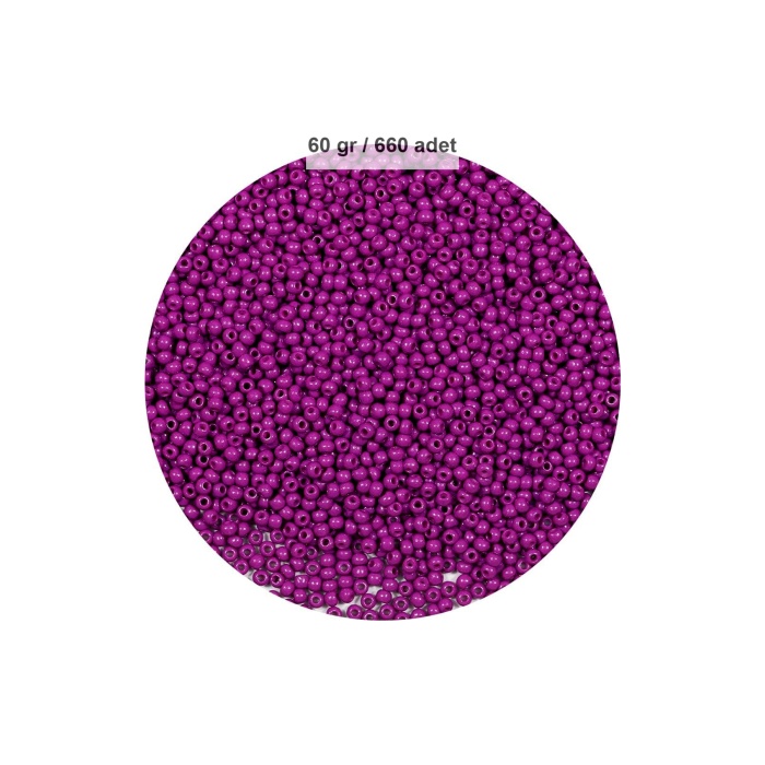 Fuşya Renk 4 mm Yaklaşık 660 adet / 60 gram Cam Boncuk Oya Yazma Bileklik ve Kolye