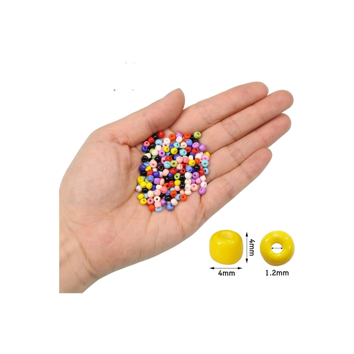 Fuşya Renk 4 mm Yaklaşık 660 adet / 60 gram Cam Boncuk Oya Yazma Bileklik ve Kolye