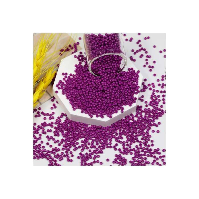 Fuşya Renk 4 mm Yaklaşık 660 adet / 60 gram Cam Boncuk Oya Yazma Bileklik ve Kolye