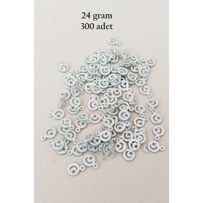 Oya Abiye Bileklik Kolye Pleksi Metalik Plastik Pul Gümüş Renk 24 gram 300 adet - BNC576