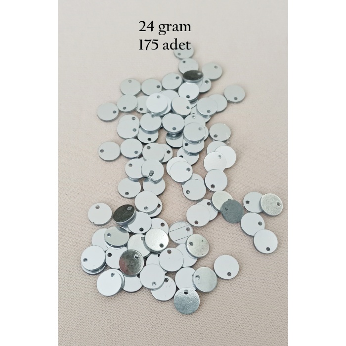 Oya Abiye Bileklik Kolye Pleksi Metalik Plastik Pul Gümüş Renk 24 gram 255 adet - BNC583