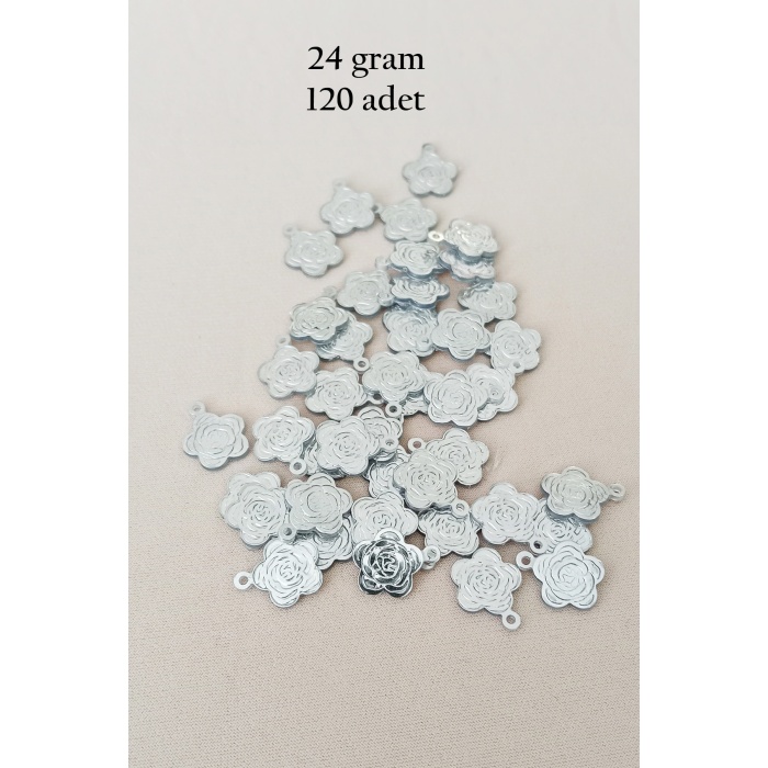 Oya Abiye Bileklik Kolye Pleksi Metalik Plastik Pul Gümüş Renk 24 gram 120 adet - BNC584