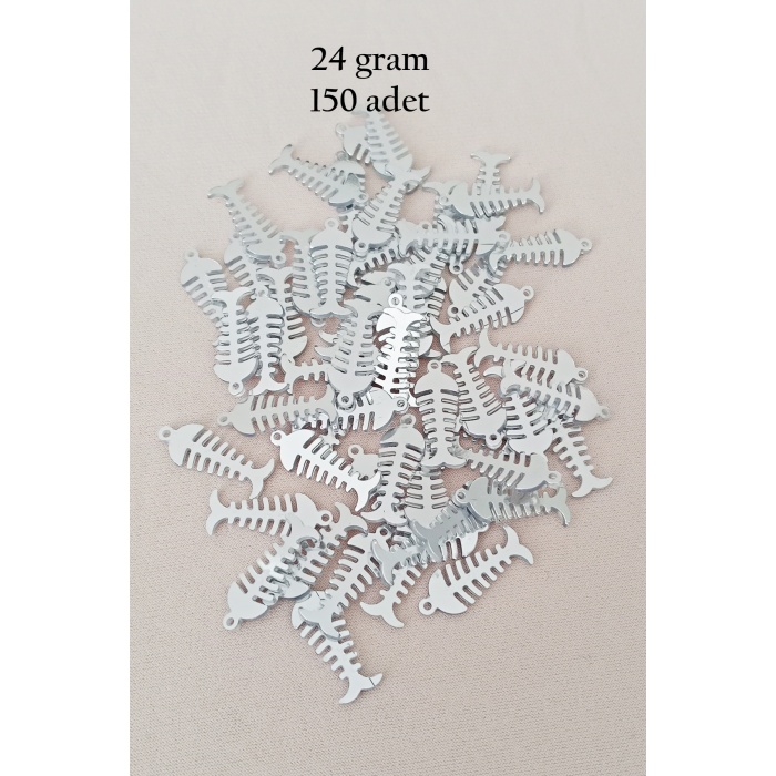 Oya Abiye Bileklik Kolye Pleksi Metalik Plastik Pul Gümüş Renk 24 gram 150 adet - BNC589