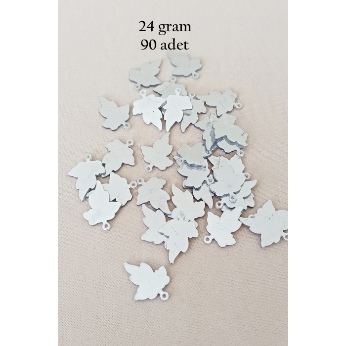 Oya Abiye Bileklik Kolye Pleksi Metalik Plastik Pul Gümüş Renk 24 gram 90 adet - BNC592