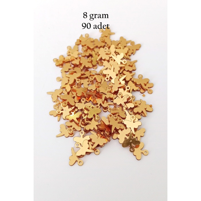 Oya Abiye Bileklik Kolye Pleksi Metalik Plastik Pul Altın Renk 8 gram 90 adet - BNC495