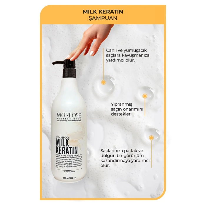 Milk Keratin Şampuan 1000 ML - Besleyici Koruyucu Etki