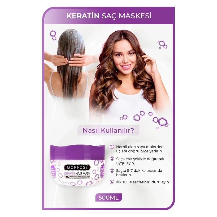 Keratin Saç Maskesi 500 ML  - Yıpranmış Saçlar için - mrfs