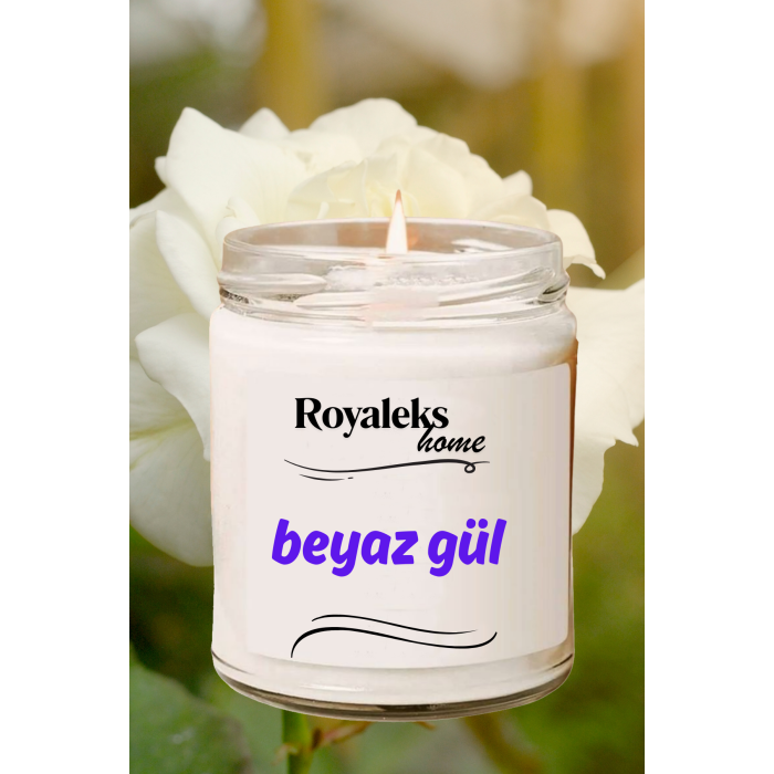 Doğal Özel Seri Kokulu Dekoratif Kavanoz Mum 210 cc - Beyaz Gül - RYL
