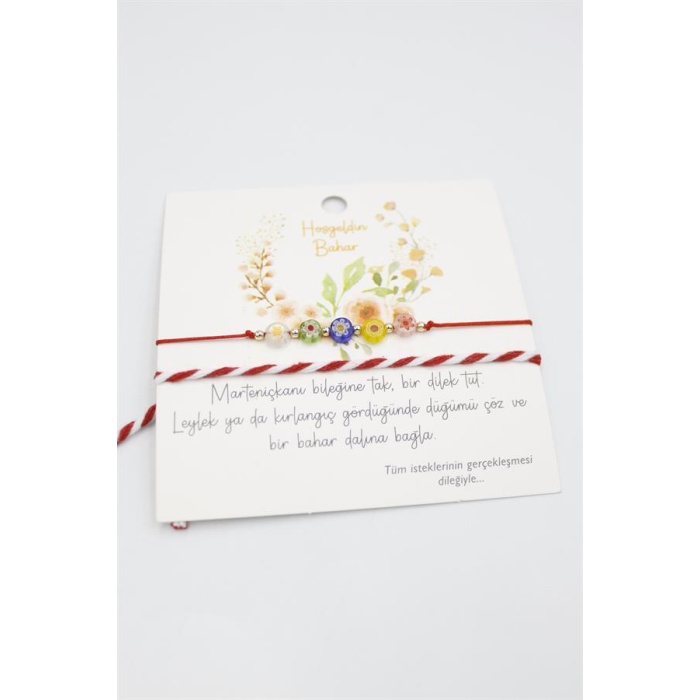 Çiçek Marteniçka Bileklik - Kırmızı