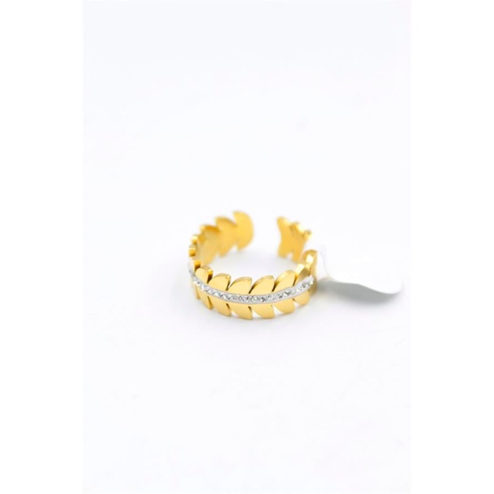 6lı Taşlı Yaprak Yüzük - Altın