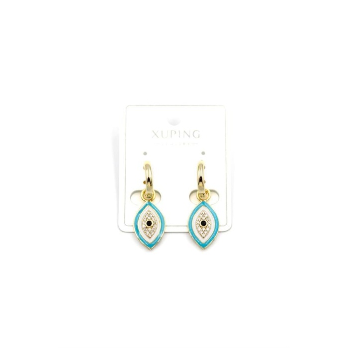 Mineli Nazar Küpe - 14K Altın