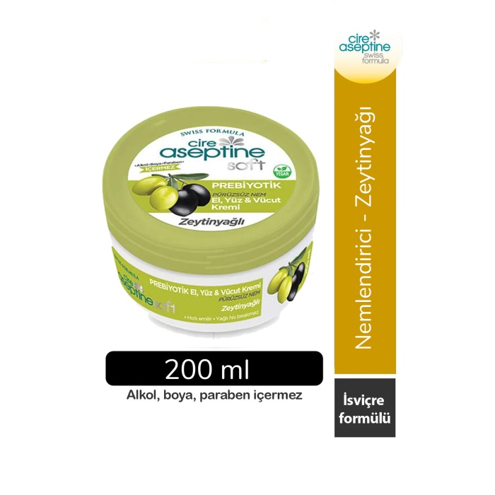 Cire Aseptine Soft Zeytinyağlı Nemlendirici Pürüzsüzleştirici Prebiyotikli Krem 200 ml