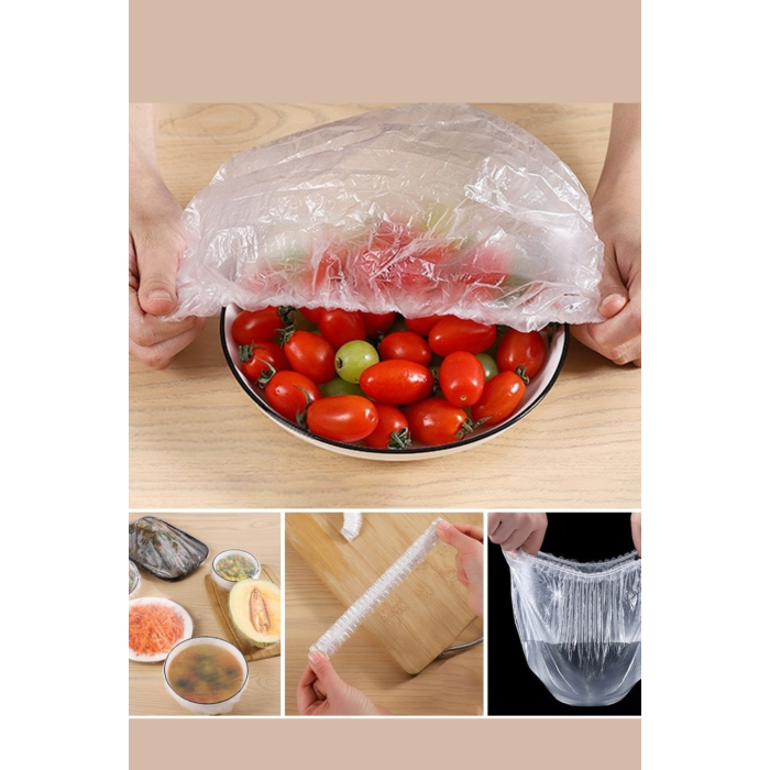 100 Adet Tazelik Koruyucu Tabak Tencere Gıda Bonesi  Çok Amaçlı Pratik Kapak Tencere Bonesi