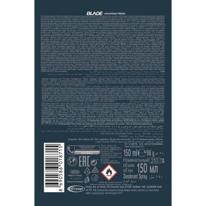 2 Adet Mountain Fresh Erkek Deodorant 150ml Leke Bırakmaz