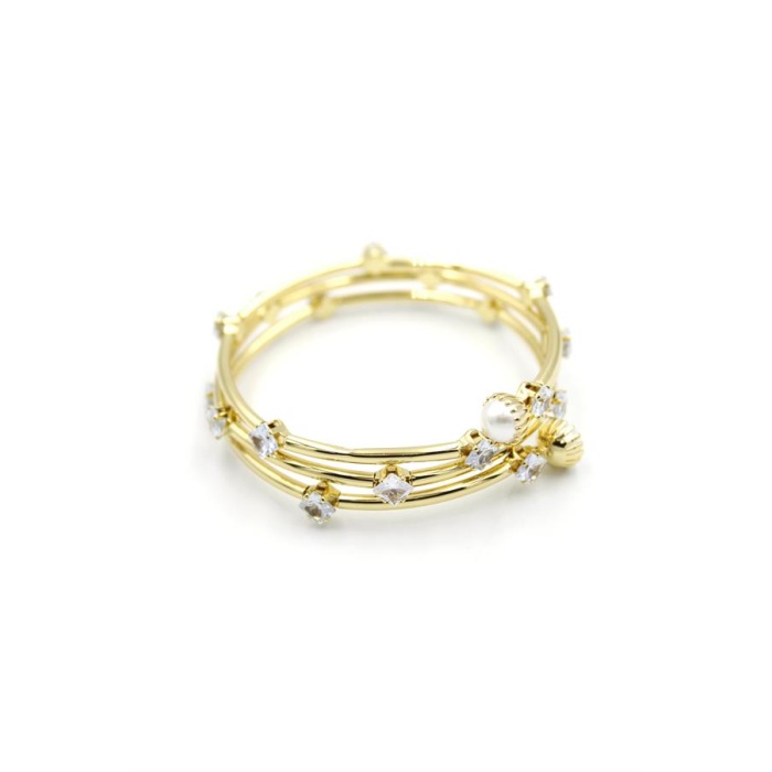 Taşlı Sarmal Bilezik - Altın