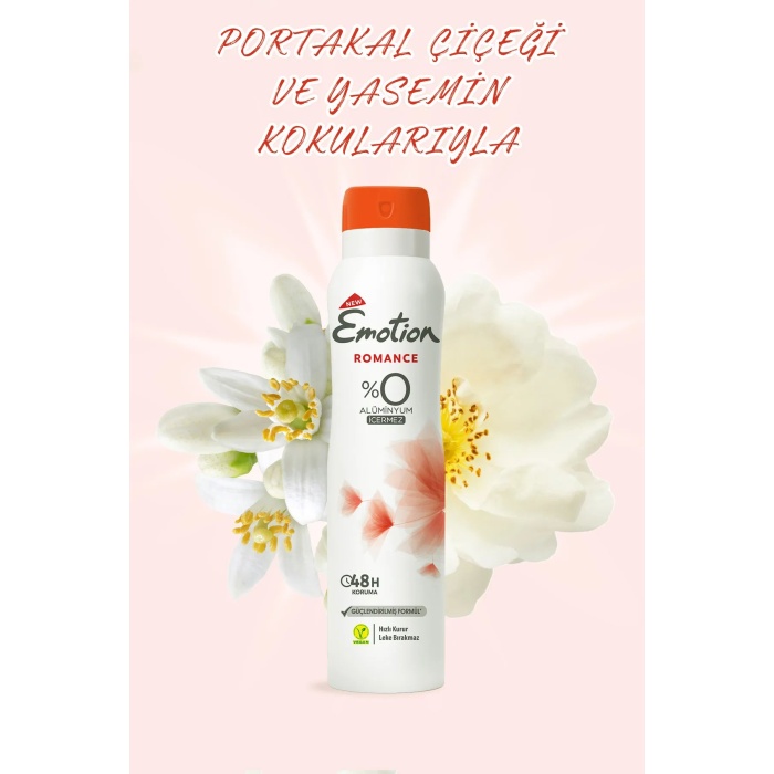 3 Adet Emotion Romance Kadın Vegan Deodorant 150 Ml Hızlı Kurur, Leke Bırakmaz