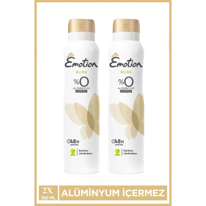 2 Adet Emotion Bliss Kadın Vegan Deodorant 150 Ml Hızlı Kurur , Leke Bırakmaz