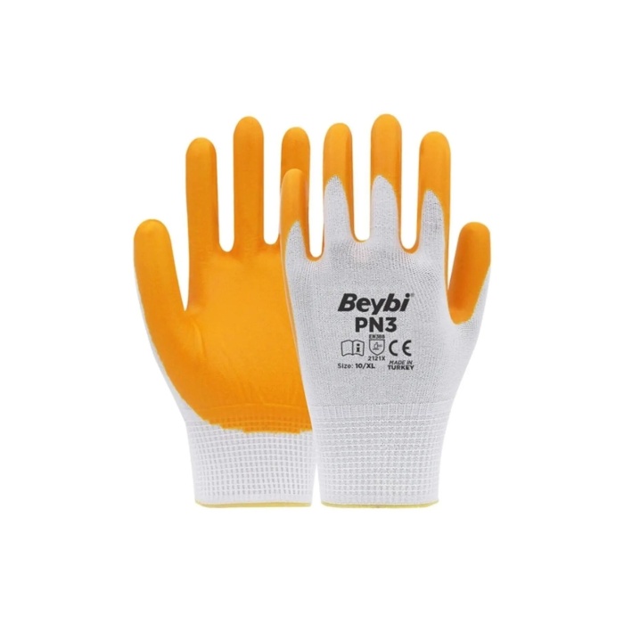 Pn3 Sarı Iş Eldiveni Polyester No:10 Örme Nitril Beybi Royaleks Group - 1 Çift