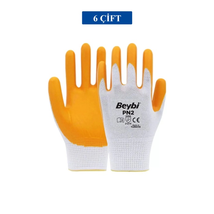 Pn2 Sarı Iş Eldiveni Polyester No:10 Örme Nitril Beybi Royaleks Group - 6 Çift