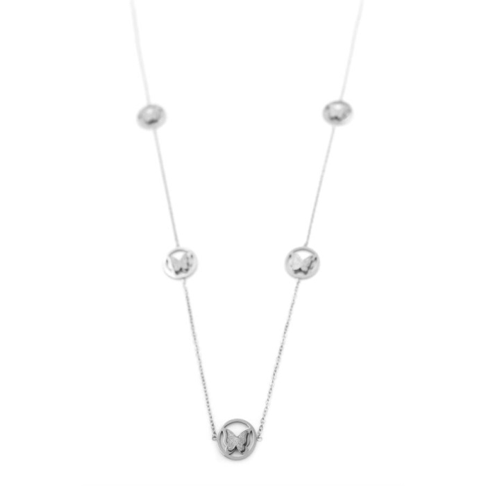 Kelebek Kolye - 90 cm - Gümüş