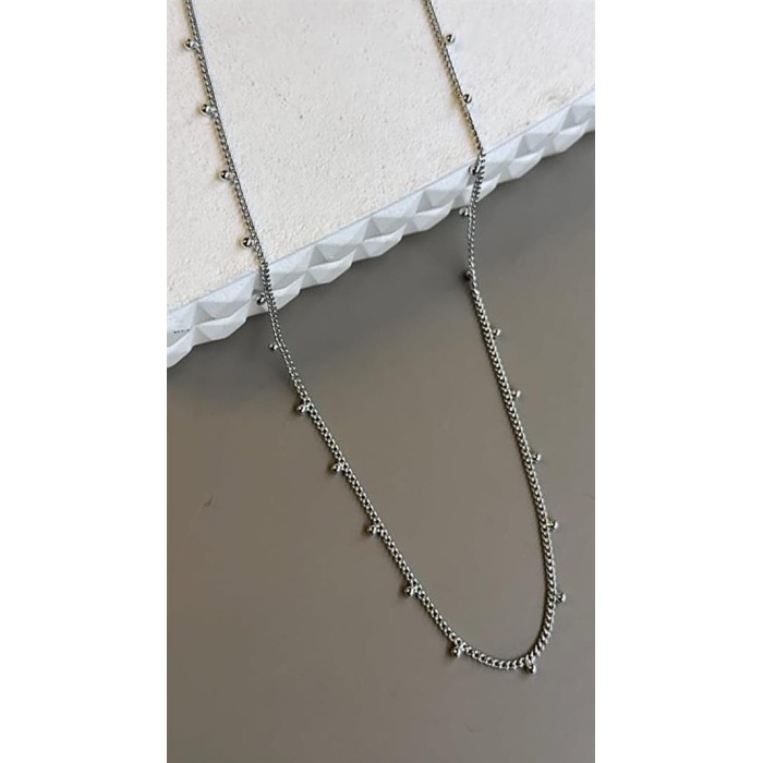 Boncuklu Zincir Kolye - Gümüş