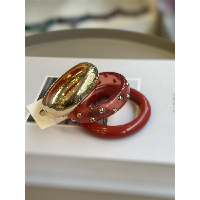 3lü Set Bilezik - Kırmızı
