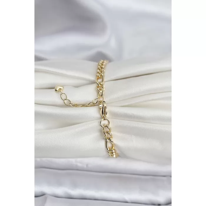 14K Gold Renk Kaplama Lazerli Zincir Model CM Kadın Bileklik