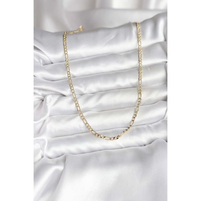 14K Gold Renk Kaplama Kuşgözü Zincir Model Pirinç CM Kadın Kolye -