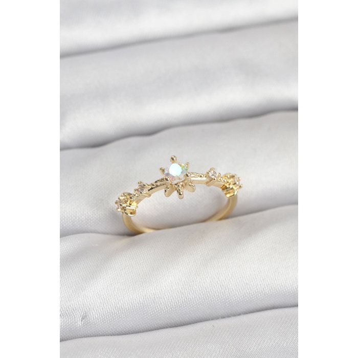 Gold Renk Pirinç Yıldız Model Kadın Yüzük -