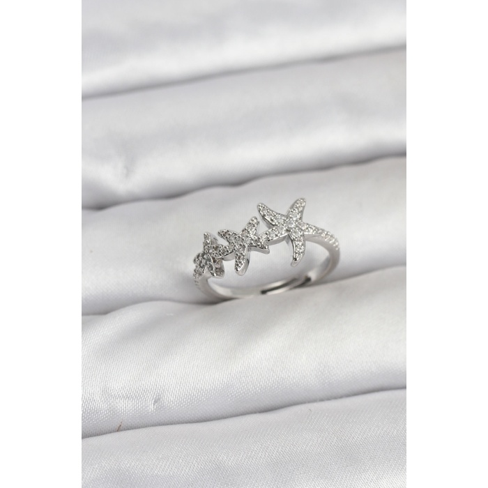 Pirinç Yıldız Model Gümüş Renk Kadın Yüzük -