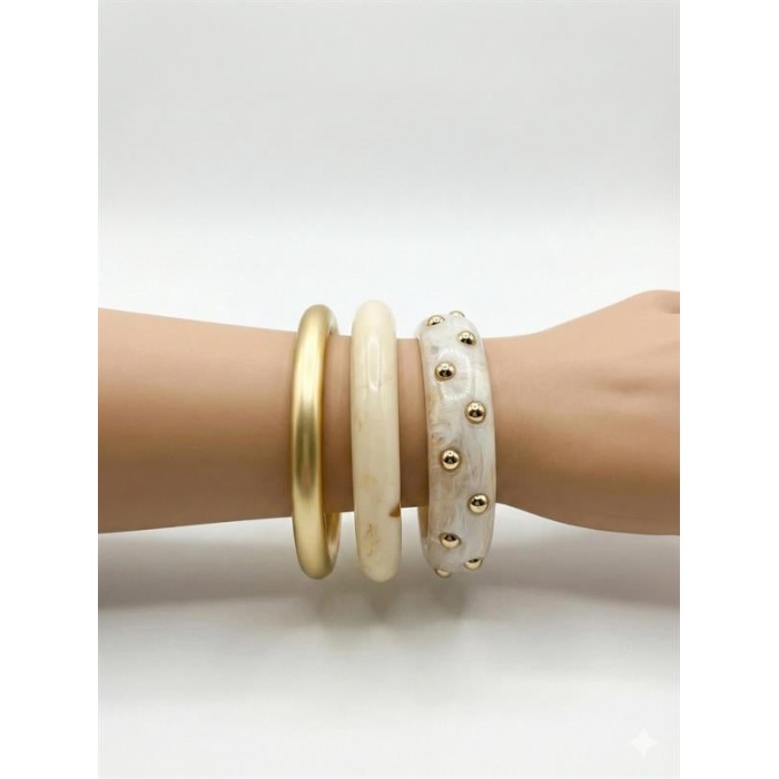 3Lü Set Bilezik - Beyaz