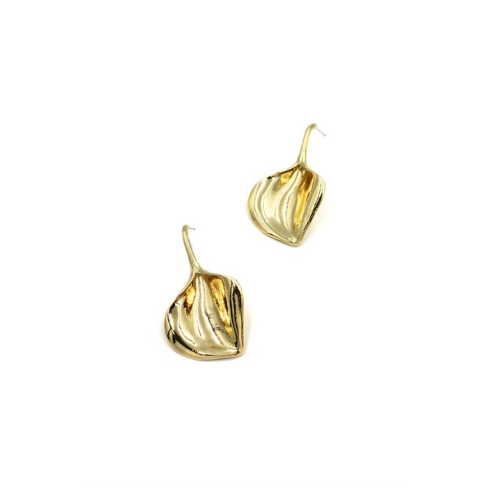 Metal Yaprak Küpe - Altın