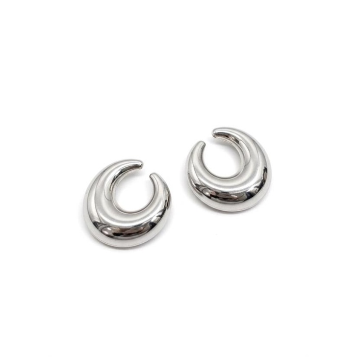 Metal Hilal Küpe - Gümüş