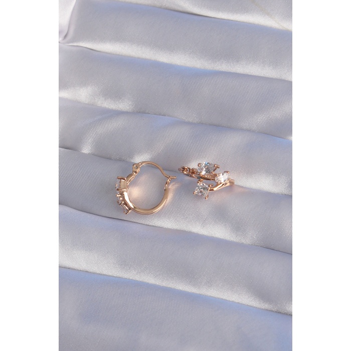 XUPİNG Rose Renk Zirkon Taşlı Halka Küpe - Lisinya