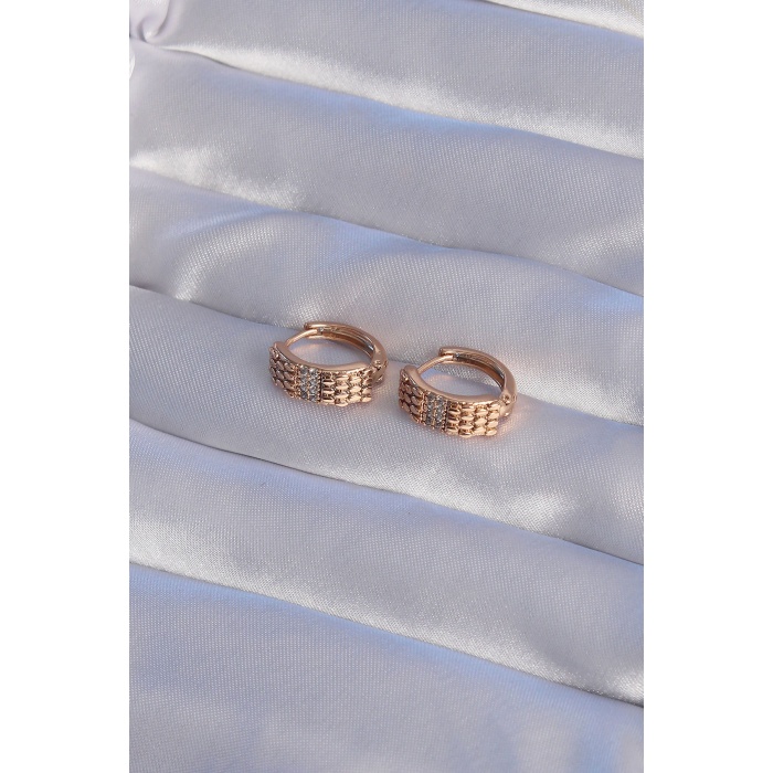 XUPİNG Rose Renk Zirkon Taşlı İşlemeli Halka Küpe - Lisinya