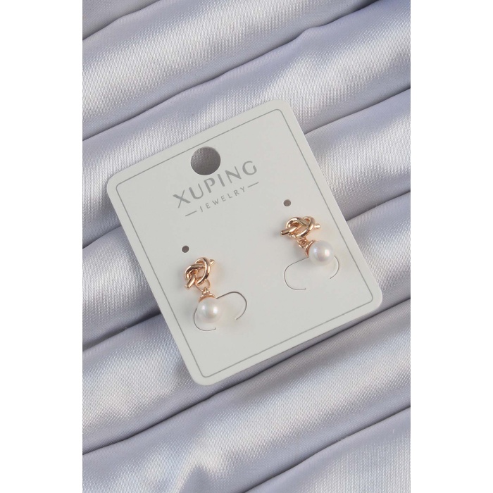 Xuping Rose Renk İnci Taşlı Düğüm Küpe - Lisinya