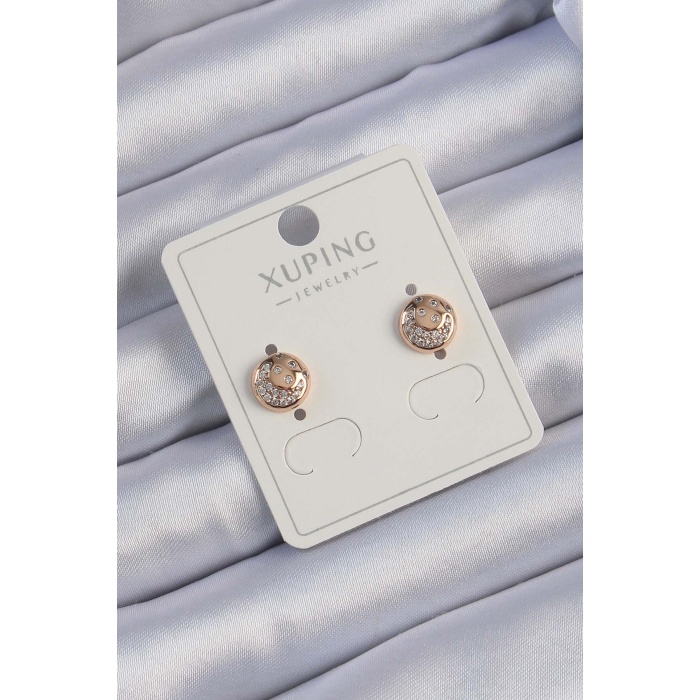 Xuping Rose Renk Zirkon Taşlı Yansımalı Oval Küpe - Lisinya