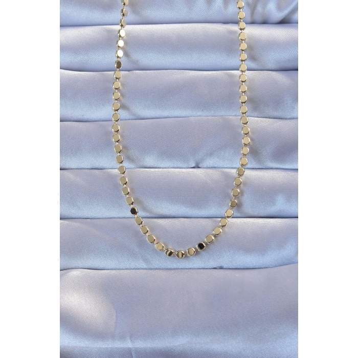 Pirinç Gold Renk Parçalı Ezme Kolye - Lisinya