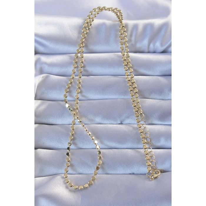 Pirinç Gold Renk Parçalı Ezme Kolye - Lisinya