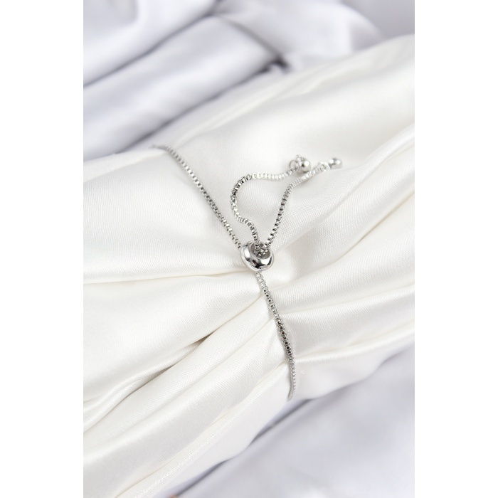 Pirinç Zirkon Taşlı Daire Model Gümüş Renk Asansörlü Kadın Bileklik - Lisinya