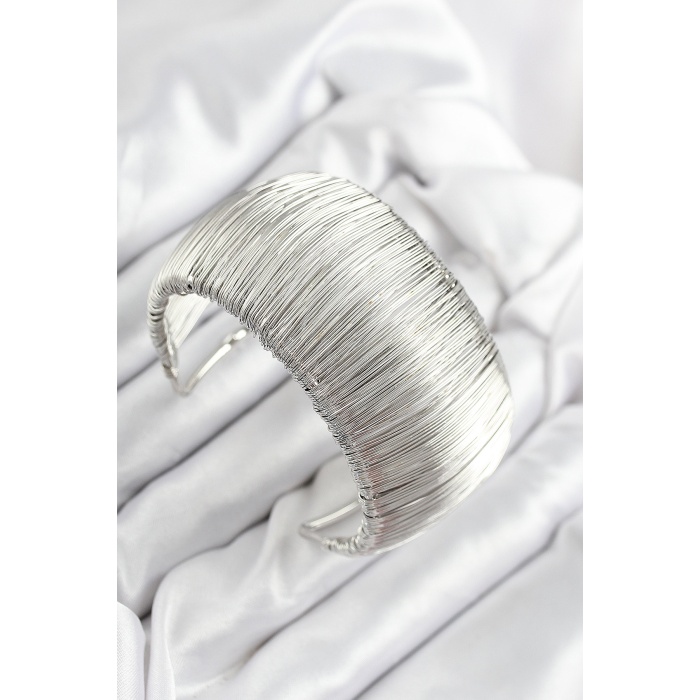 Pirinç Tel Sarma Model Gümüş Renk Kadın Bileklilk - Lisinya