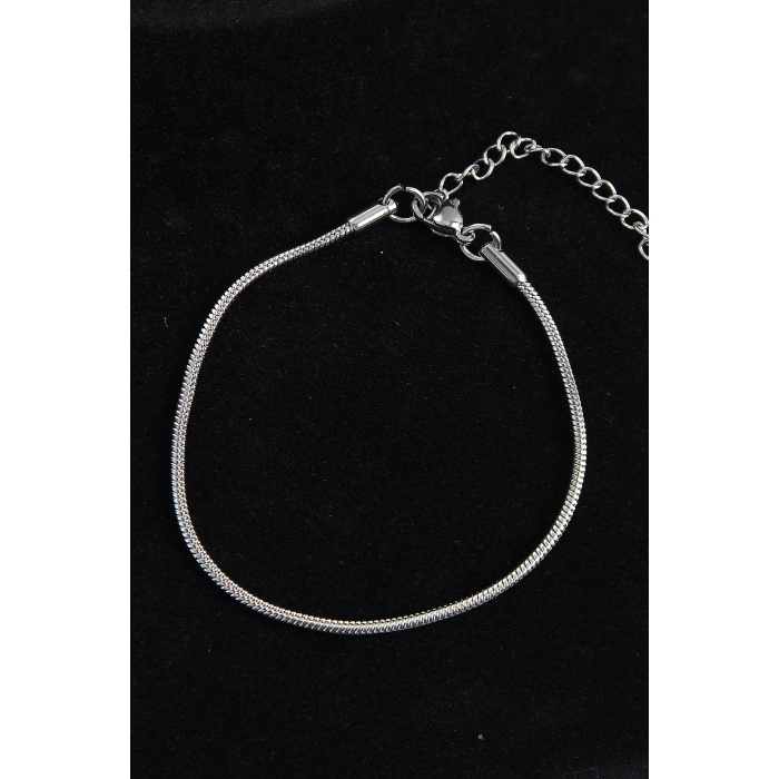 316L Çelik Oval İtalyan Model Gümüş Renk Erkek Bileklik - Lisinya